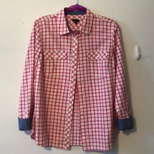 NWOT Talbots L white pink check shirt
